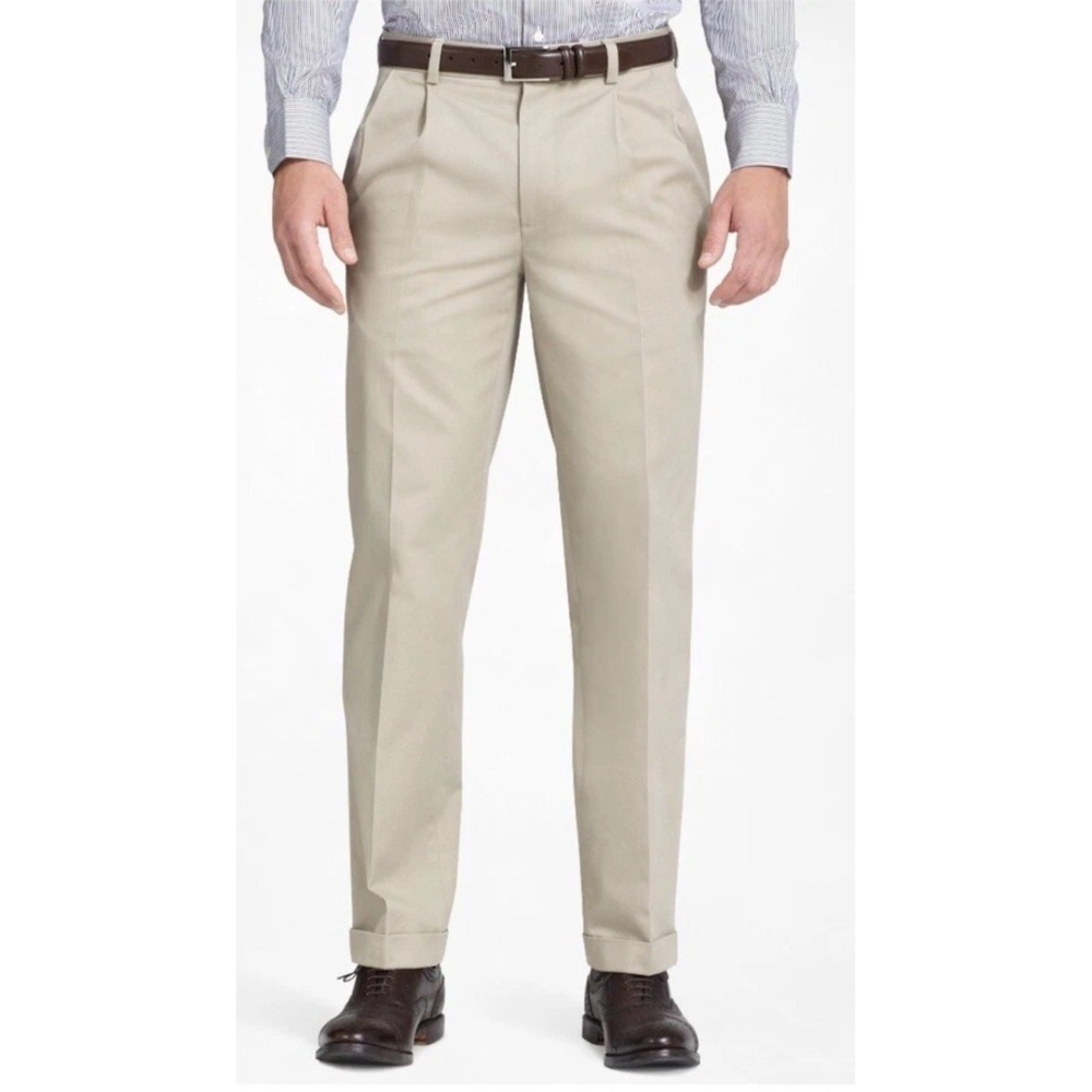 Brooks Brothers Mens Thompson Advantage Chino Pleated Cuffs‎ 38x28.5 Golf